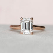 2 CT Emerald Cut Moissanite Victorian Wedding Ring